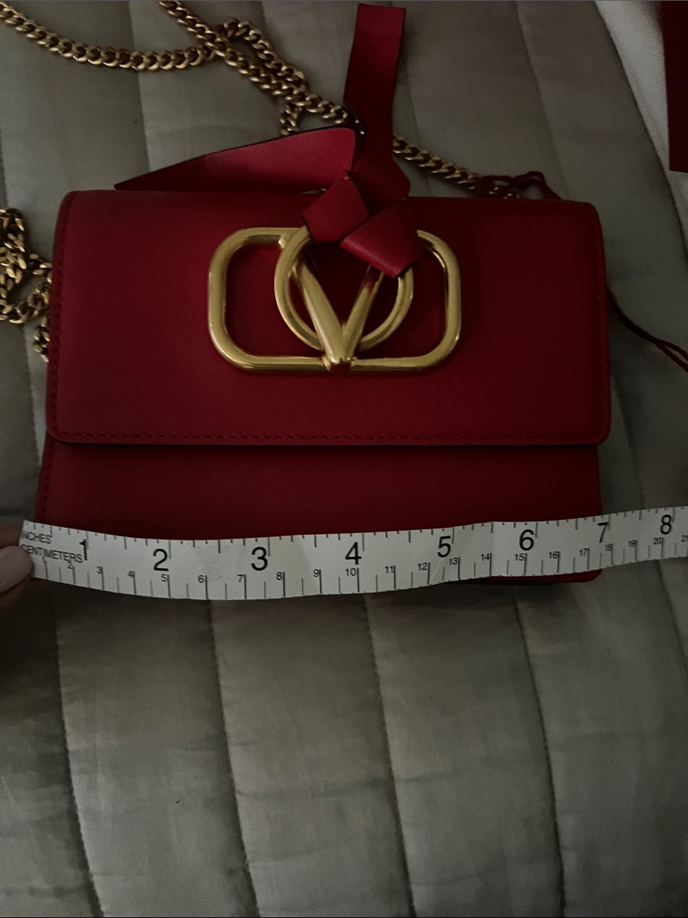 Valentino Red Mini VLogo Shoulder Bag with Gold Hardware - Picture 9 of 16